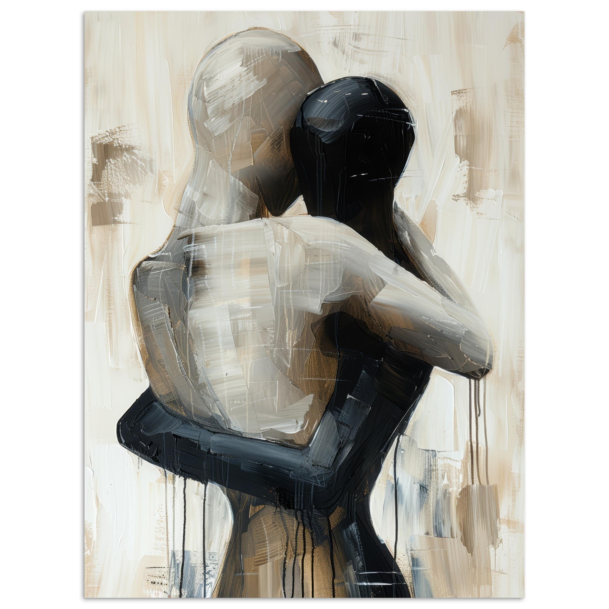 POSTER Abstrakt - Liebe - Schwarz und weiß - Modern Wandbilder 30x40 cm - Schwarz, Papier (30/40/0.1cm) - MuchoWow