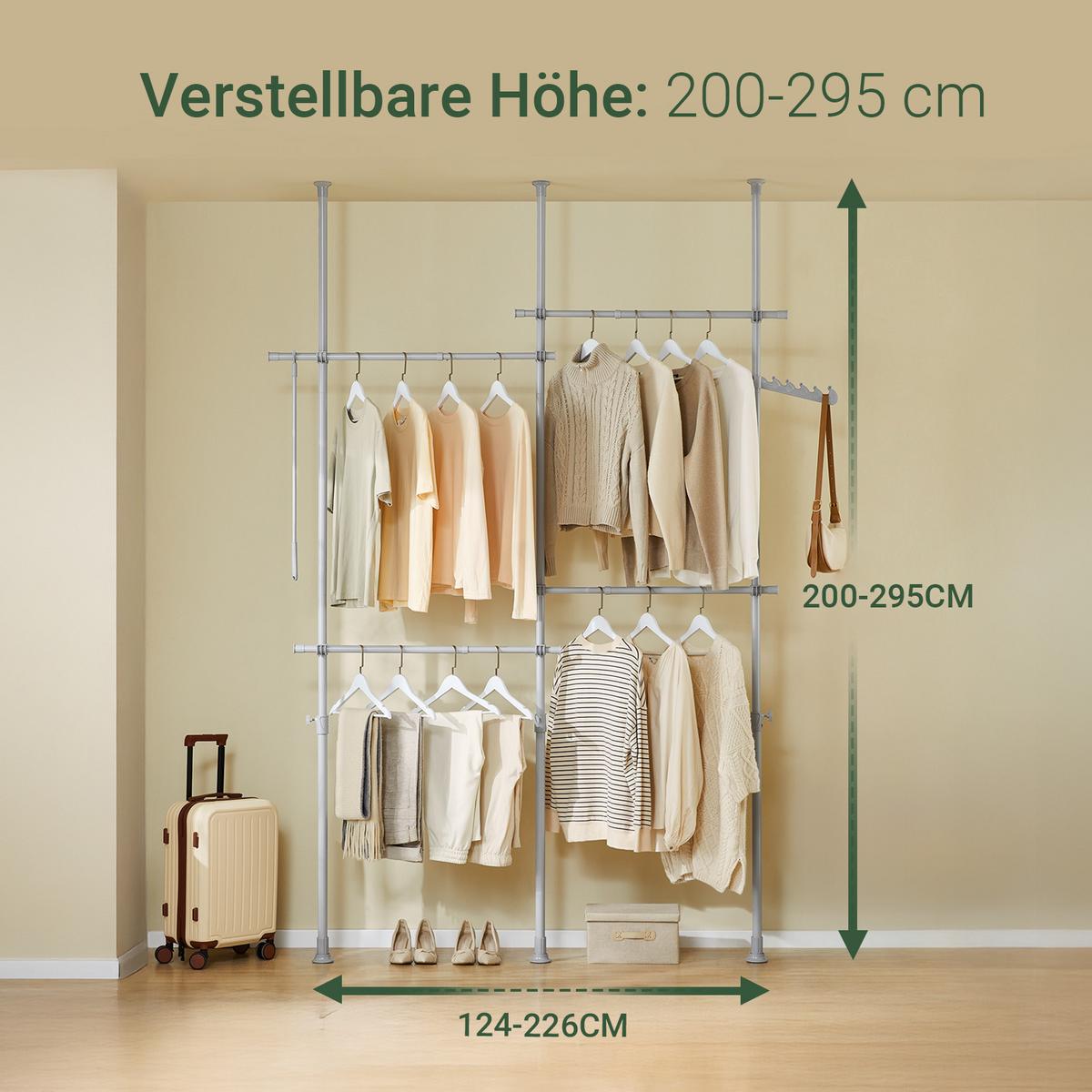 TELESKOP KLEIDERSTÄNDER Hellgrau - Grau, Kunststoff (226/285/3cm) - SoBuy