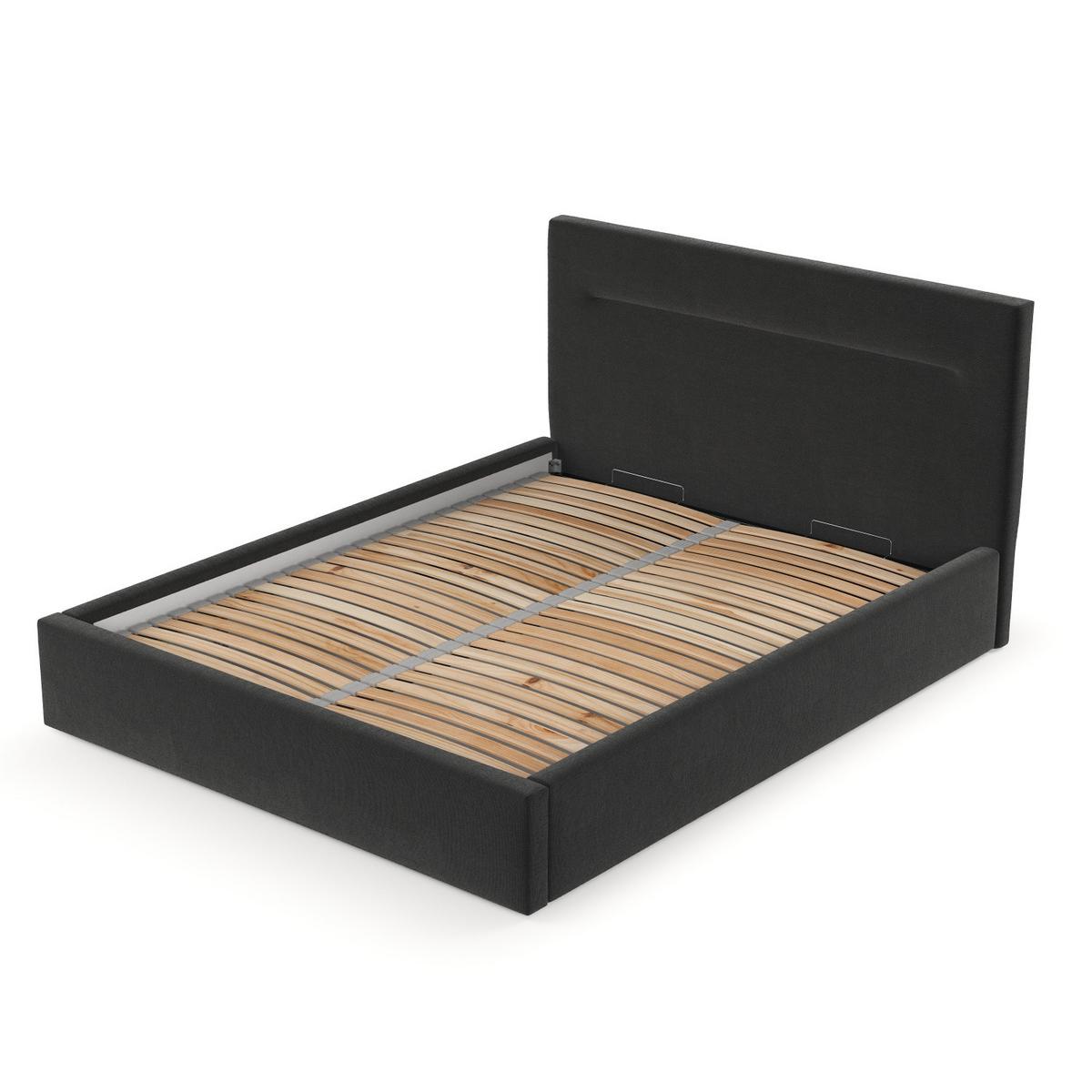 POLSTERBETT Liline 180/200 cm Schwarz im Asti Stoff - Schwarz/Naturfarben, Holz/Holzwerkstoff (180/200cm) - AltaBeds