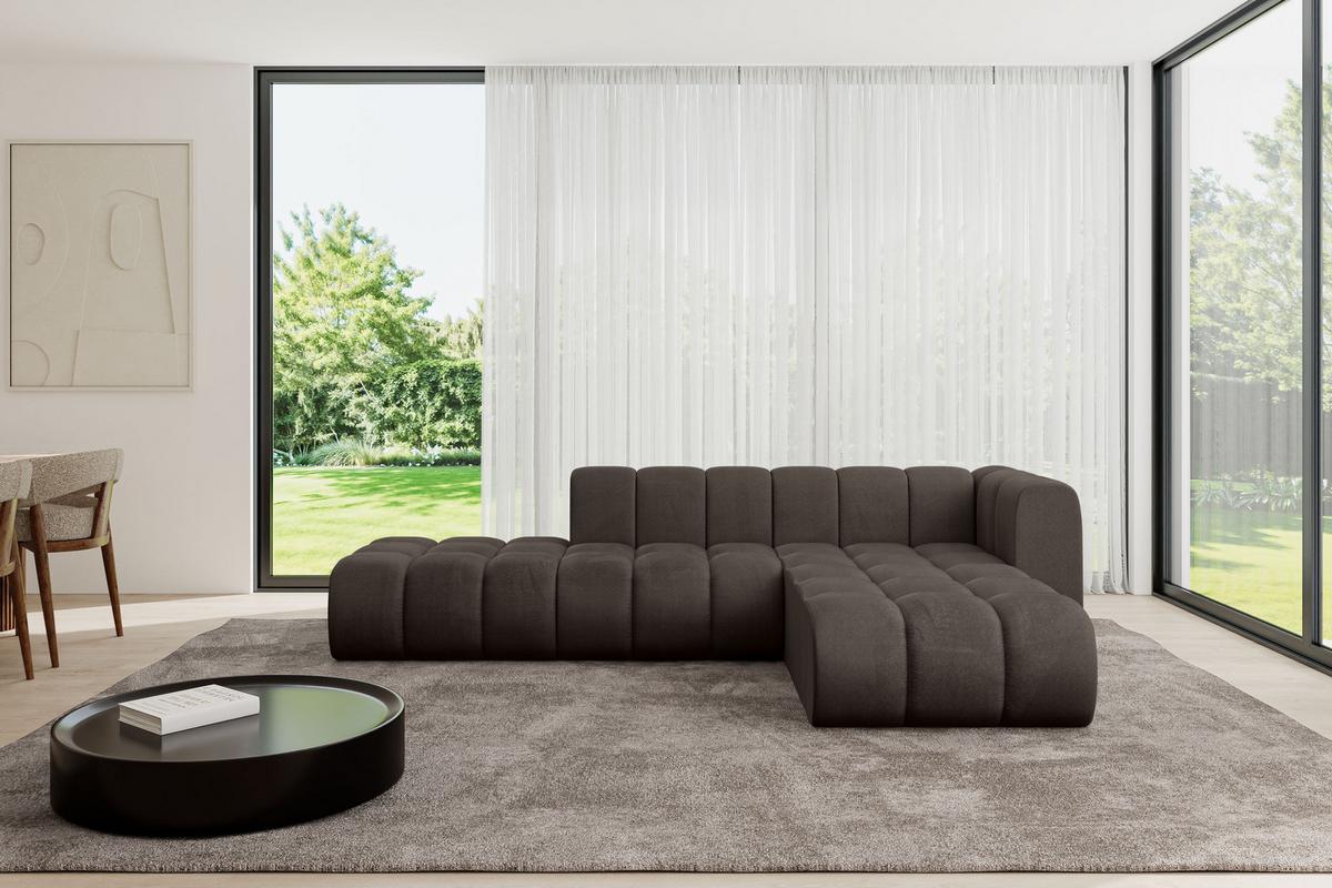 ECKSOFA modulares Sofa Zuvon-L1 - 296x177x70 cm Braun - Braun, Holzwerkstoff/Textil (296/177cm) - ALTDECOR