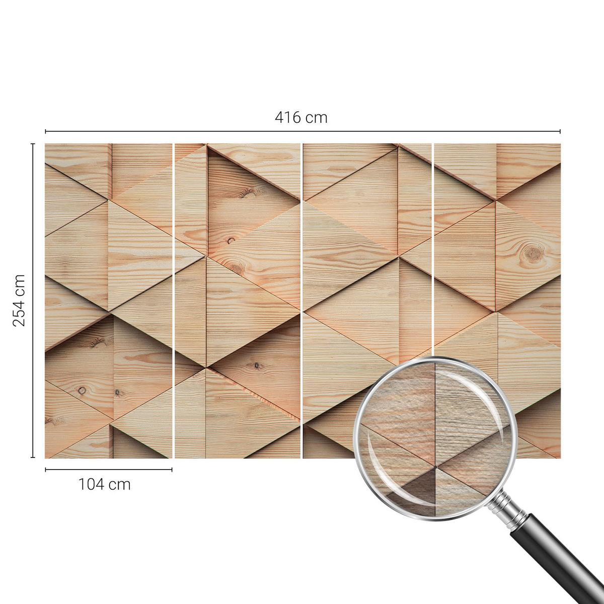 FOTOTAPETE 416x254 cm - Holzmosaik - Beige, Textil (416/254cm) - Wallfluent
