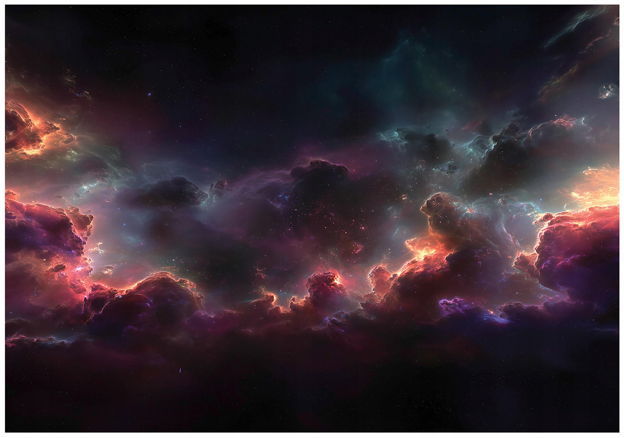 FOTOTAPETE Wolken Kosmos Schwarz 350x250 cm - Multicolor, Papier (350/250cm) - Wallarena
