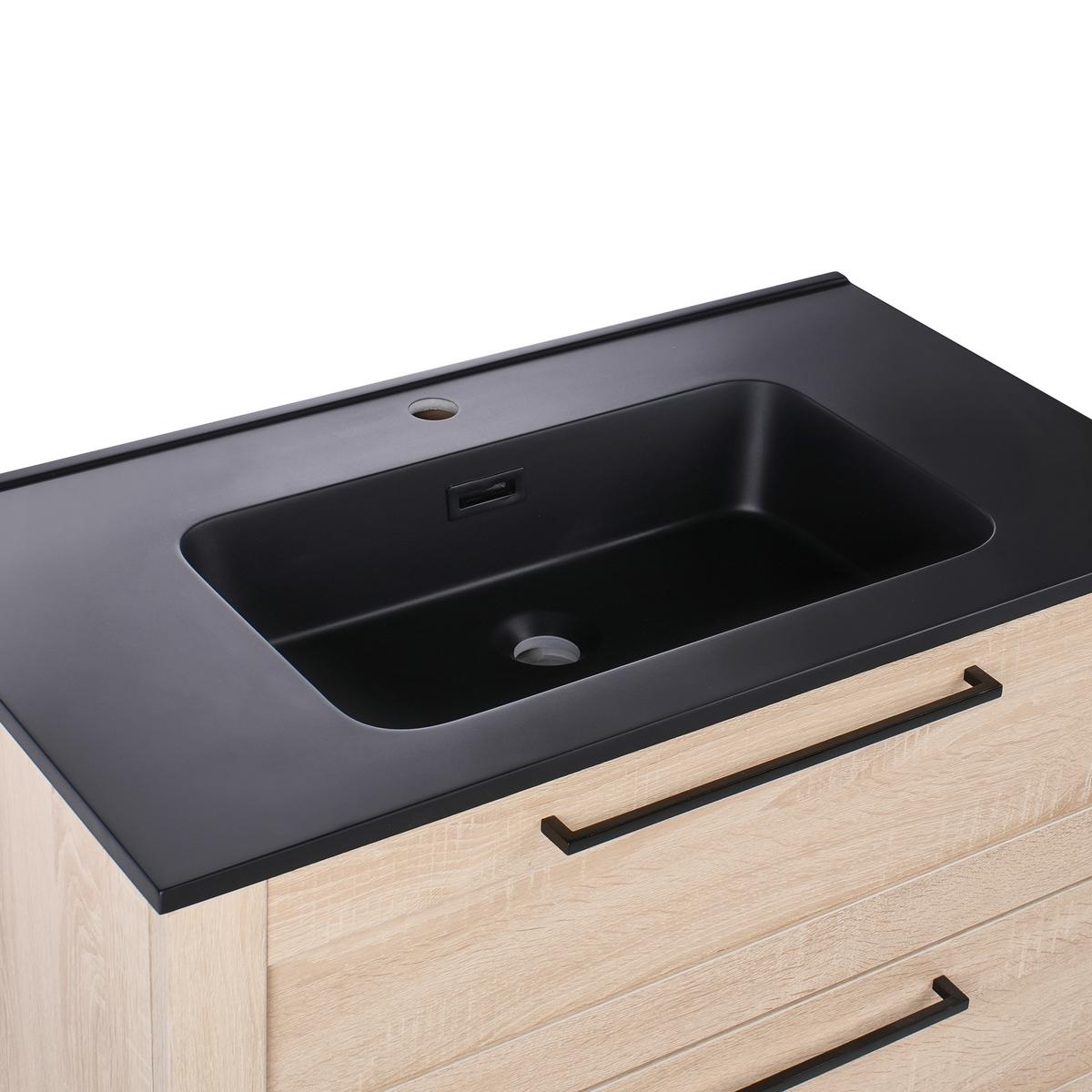 WASCHBECKENUNTERSCHRANK wandmontiertk mit Waschbecken Hellbraun Tarija - Hellbraun, Holzwerkstoff (80/46/91.5cm) - Beliani