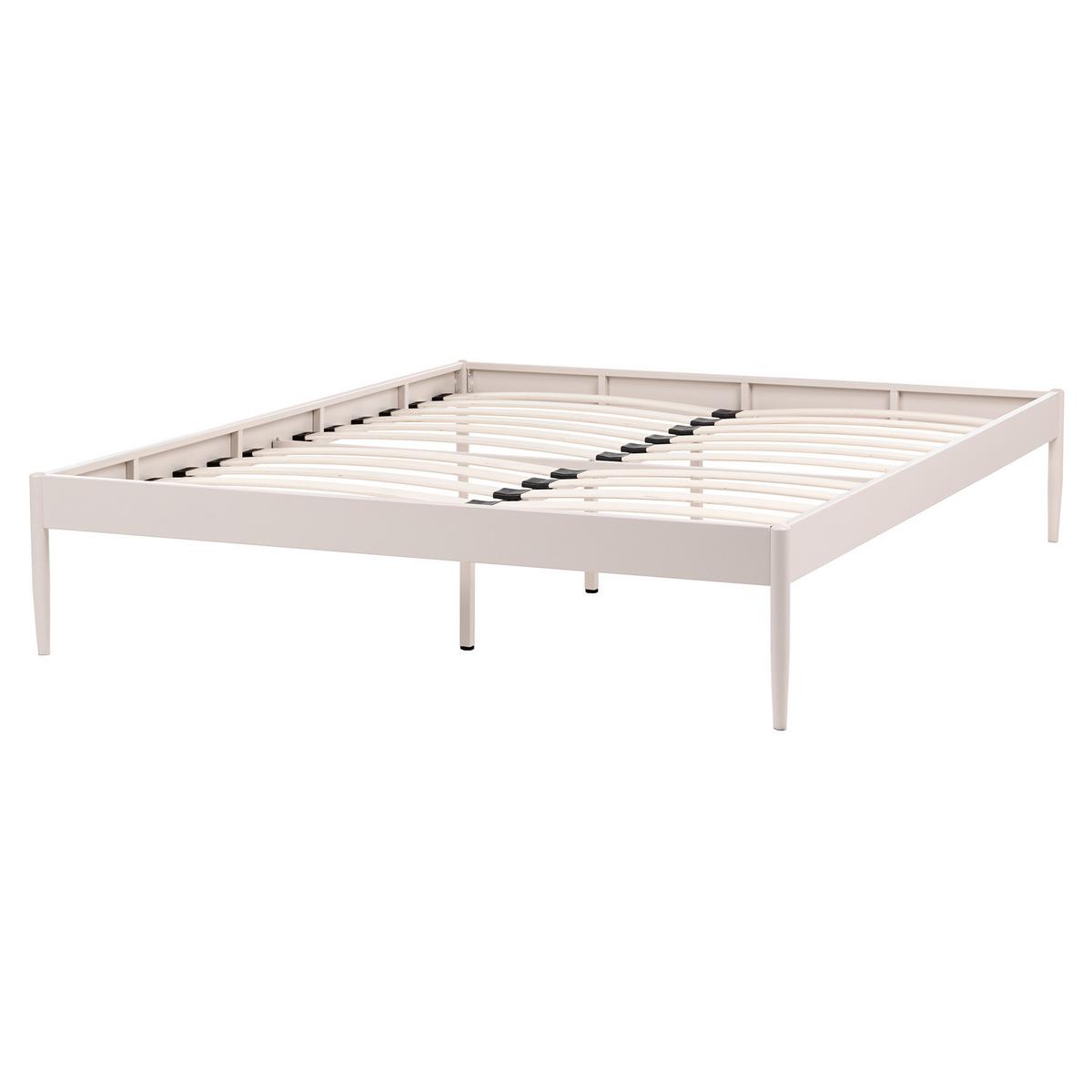 BETT mit Lattenrost 160/200 Stahl Hellbeige Vaurs - Beige, Metall (160/200cm) - Beliani
