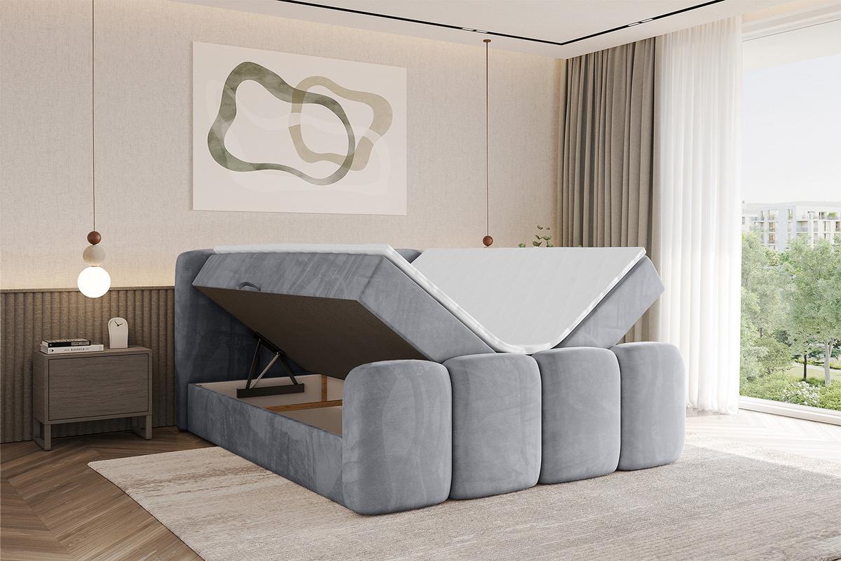 BOXBETT mit Matratze H4 und Lattenrost - NINA-Z - 200x200 cm Monolith - Hellgrau - Hellgrau, Holzwerkstoff (200/200cm)