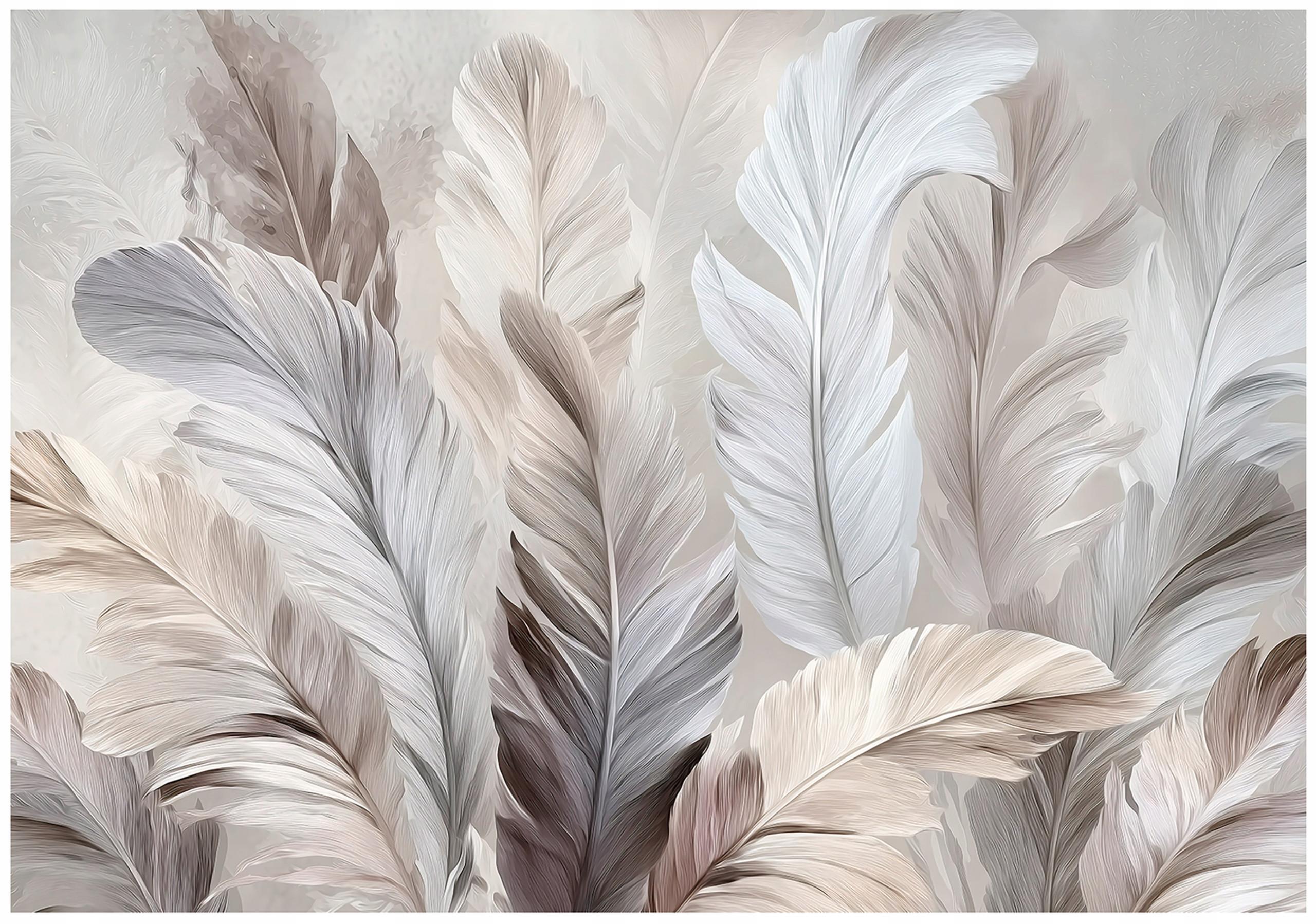 FOTOTAPETE Federn Abstrakt Beige 300x210 cm - Multicolor, Papier (300/210cm) - Wallarena