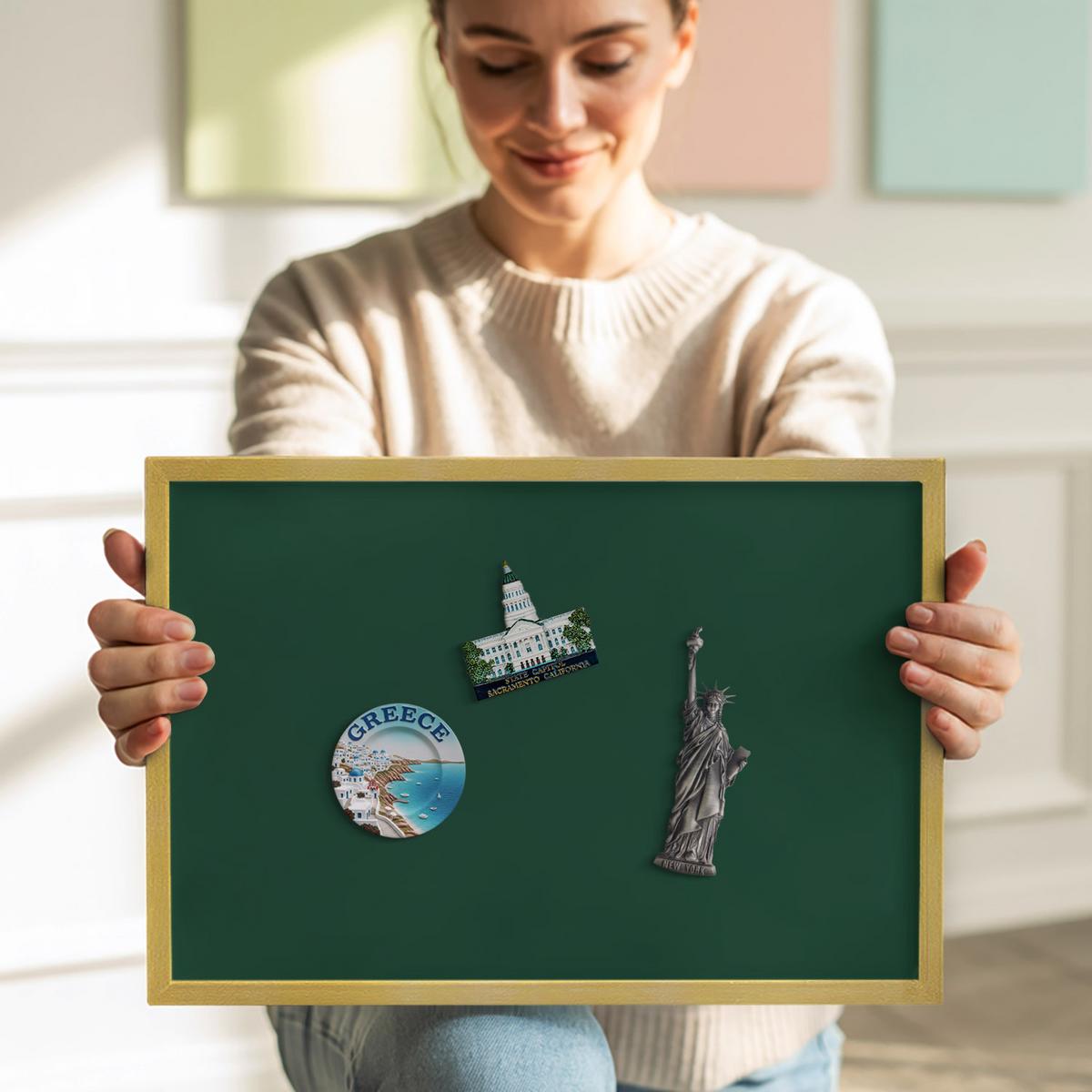MAGNETTAFEL 80x60 cm Goldener Rahmen Dunkelgrün - Mintgrün, Metall (80/60/0.4cm) - TULUP