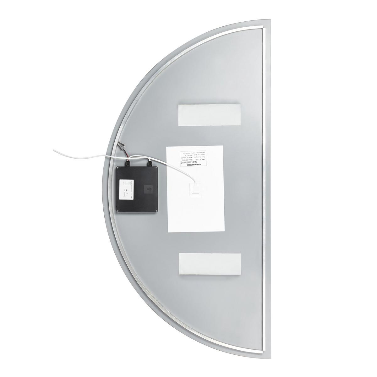 BADSPIEGEL mit LED-Beleuchtung halbrund 50/100 cm Loue - Silberfarben, Glas (50/100/4cm) - Beliani