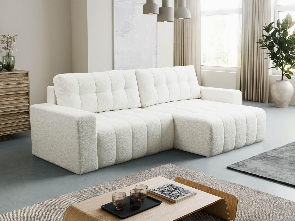 ECKSOFA Masone - Creme/Schwarz, Holz/Kunststoff (245/143cm) - MIRJAN24
