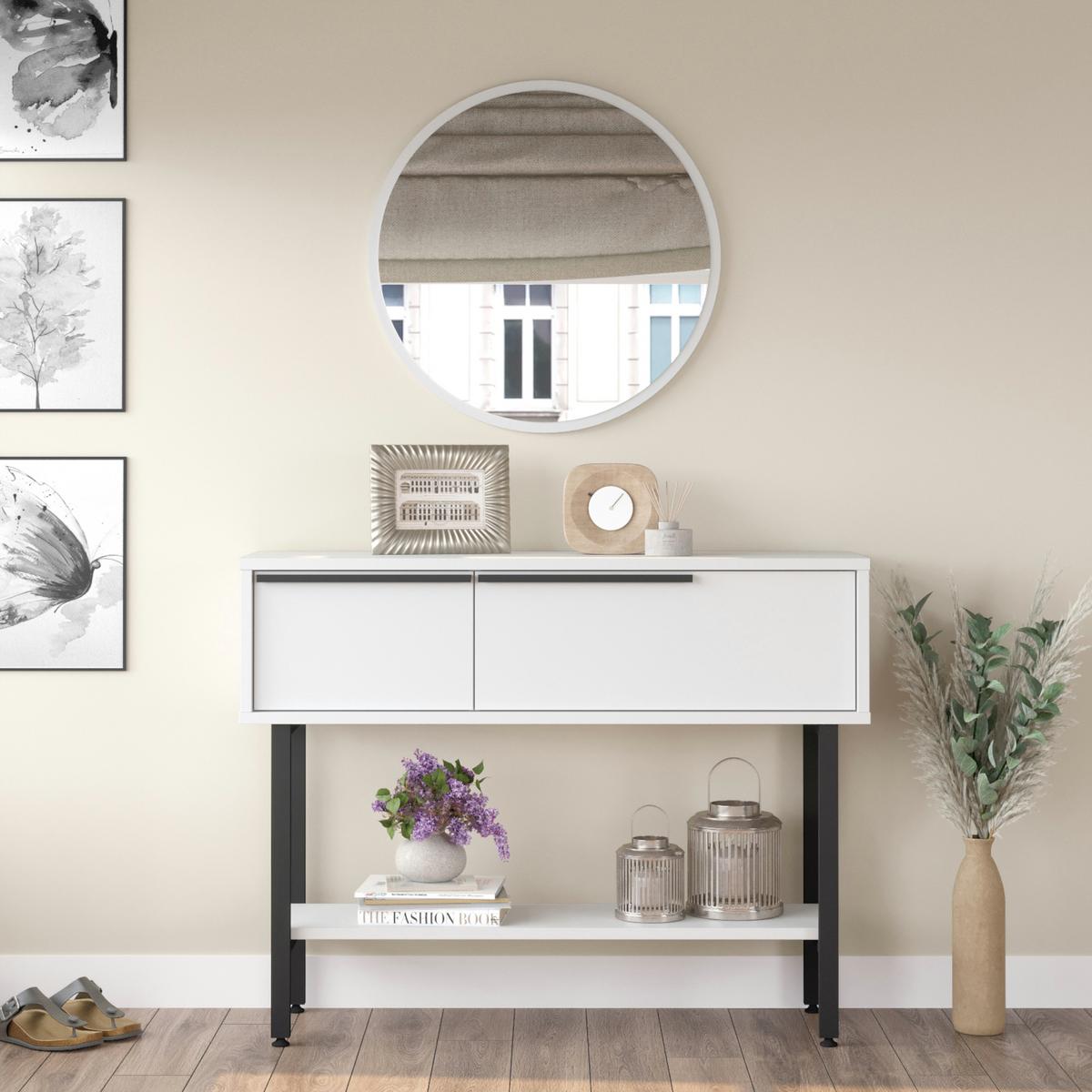 KONSOLENTISCH Vesanto - Schwarz/Weiß, Holzwerkstoff/Metall (100/29.5/76cm) - [en.casa]