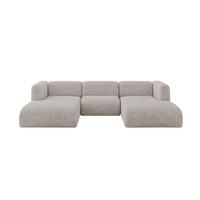 WOHNLANDSCHAFT MIRA-U1 317x179x70 Hellgrau Velours - Hellgrau/Schwarz, Holzwerkstoff/Kunststoff (317/70/179cm) - ALTDECOR
