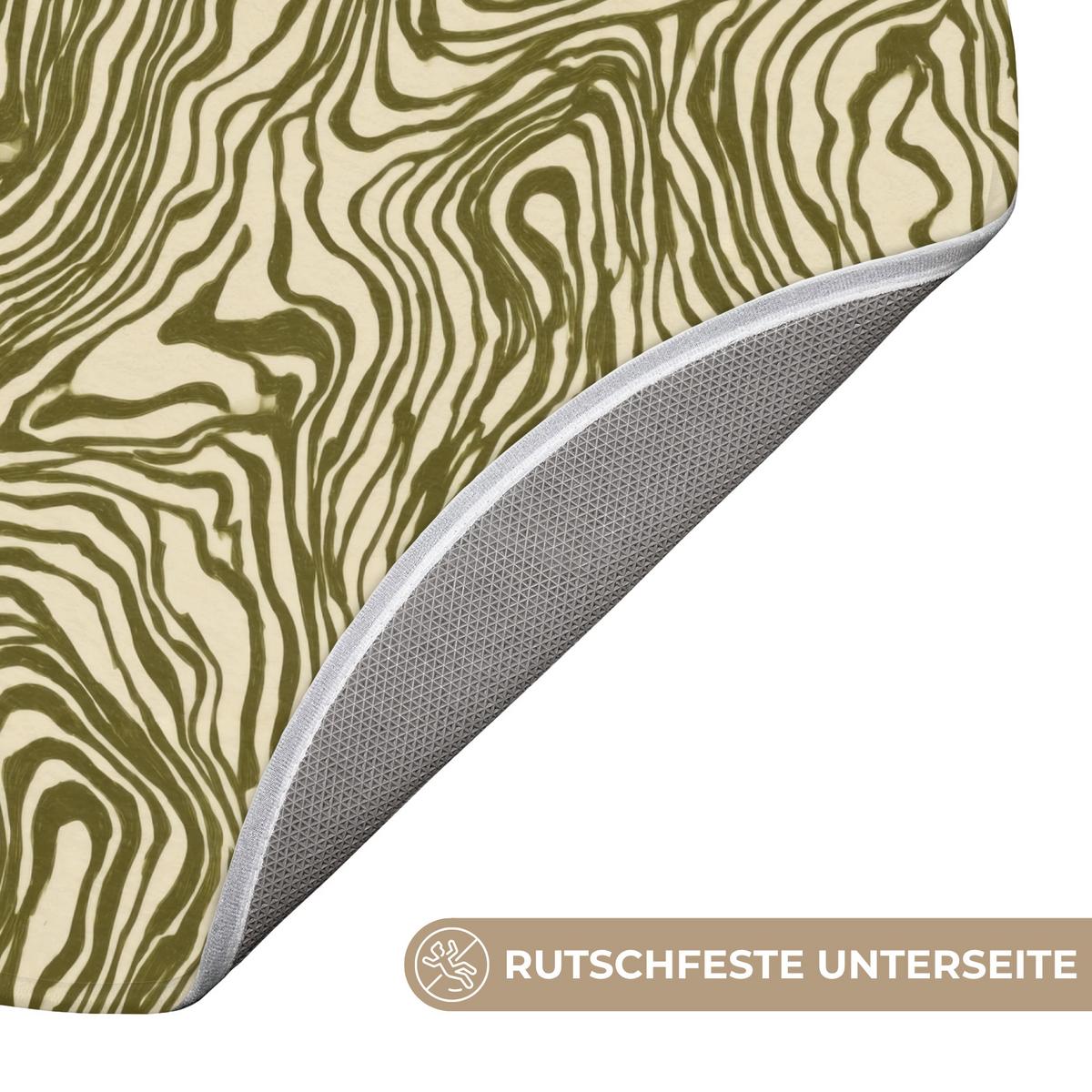 BADEMATTE Abstrakt - Marmor - Grün Badvorleger 70x70 cm - Dunkelgrün, Textil (70/70cm) - OnlyWow