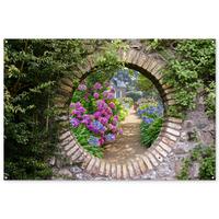 GARTENPOSTER Transparent - Blumen - Hortensie - Sommer Poster für draußen 180x120 cm - Graubraun, Kunststoff (180/120/0.2cm) - OnlyWow