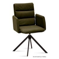ARMLEHNSTUHL drehbar (2er-Set) Delila 52x92x60 Schwarz/Khaki - Dunkelgrün/Schwarz, Kunststoff (60/92/52cm) - 58aufmkessel