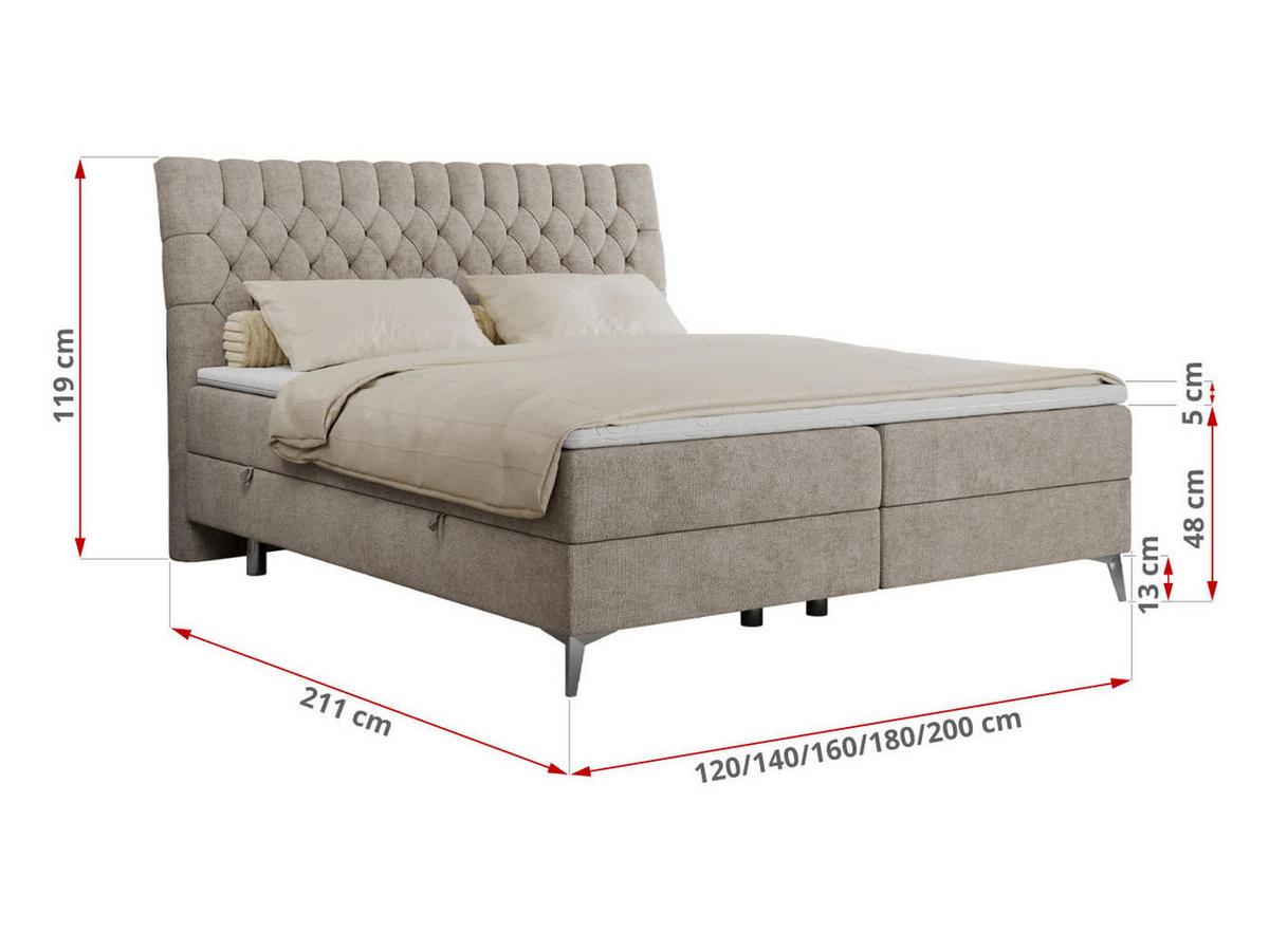 BOXBETT MILEN 120/200 Beige Struktur - H3 - Beige, Holz/Textil (120/200cm) - MKS