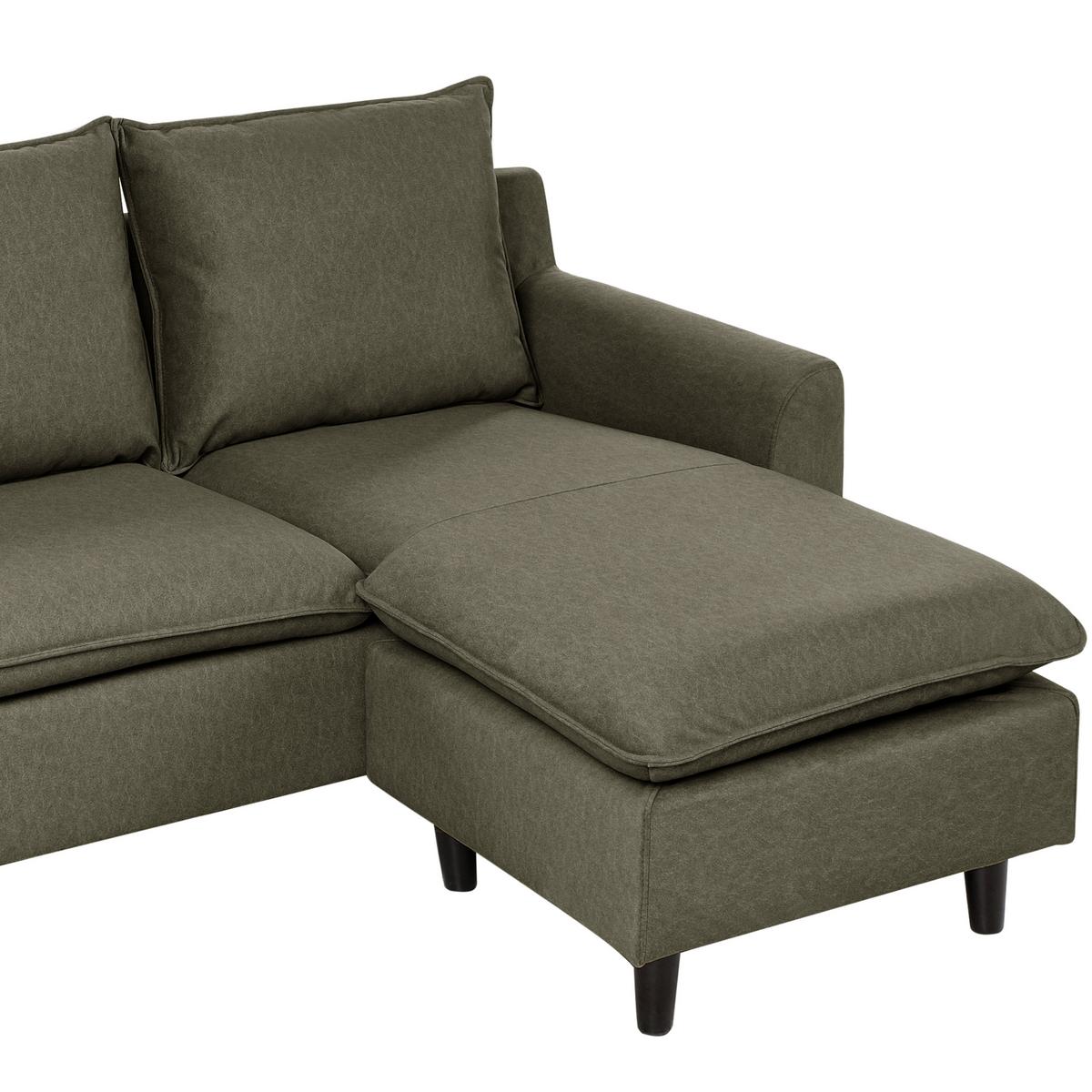 ECKSOFA 3-Sitzer Samtstoff Dunkelgrün linksseitig Elvenes - Braun/Grün, Textil (206/140cm) - Beliani