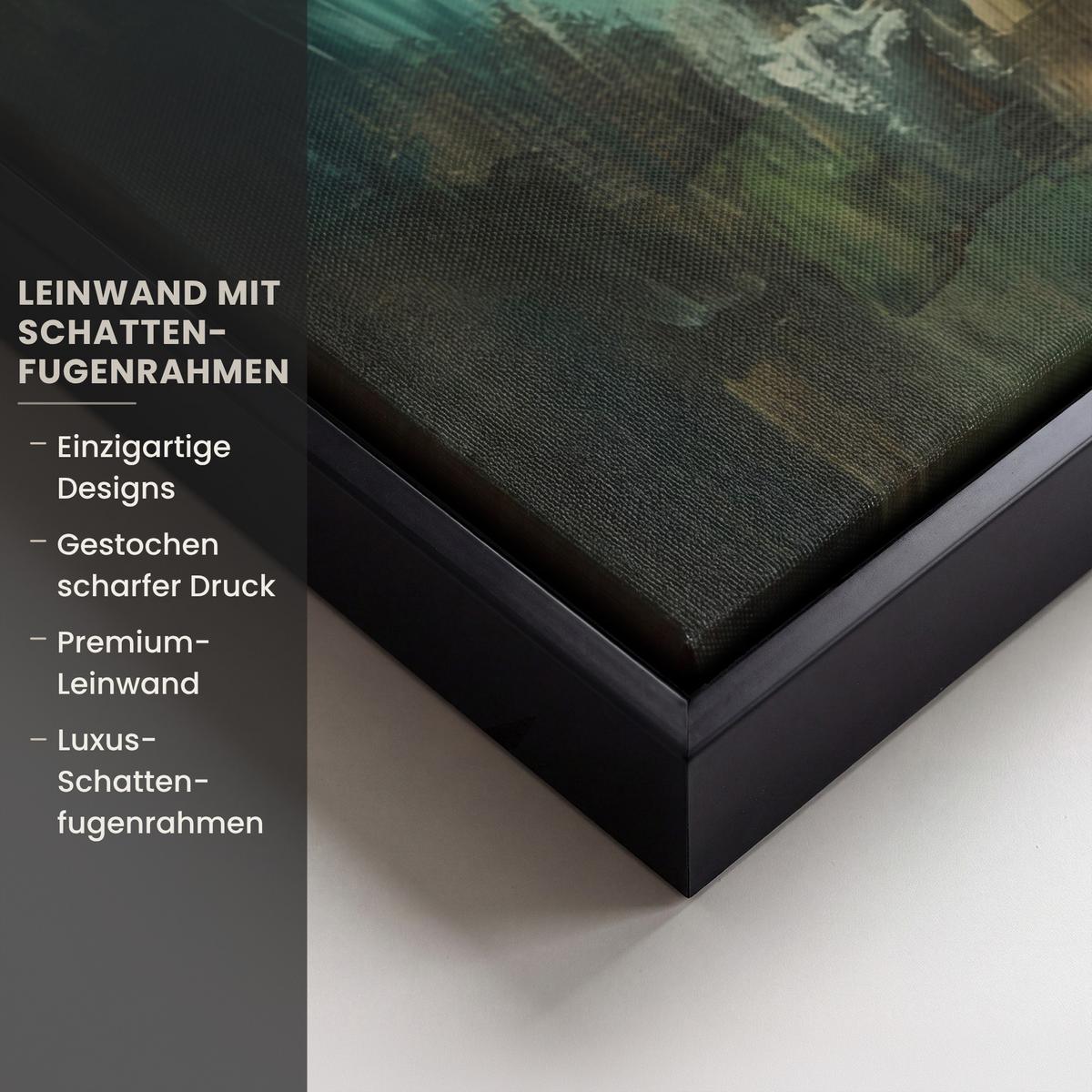 LEINWAND Bilder mit Rahmen - Hirsch - Gemalt - Geweih - Braun - 50x50 - Haselnussfarben, Textil (50/50cm) - MuchoWow
