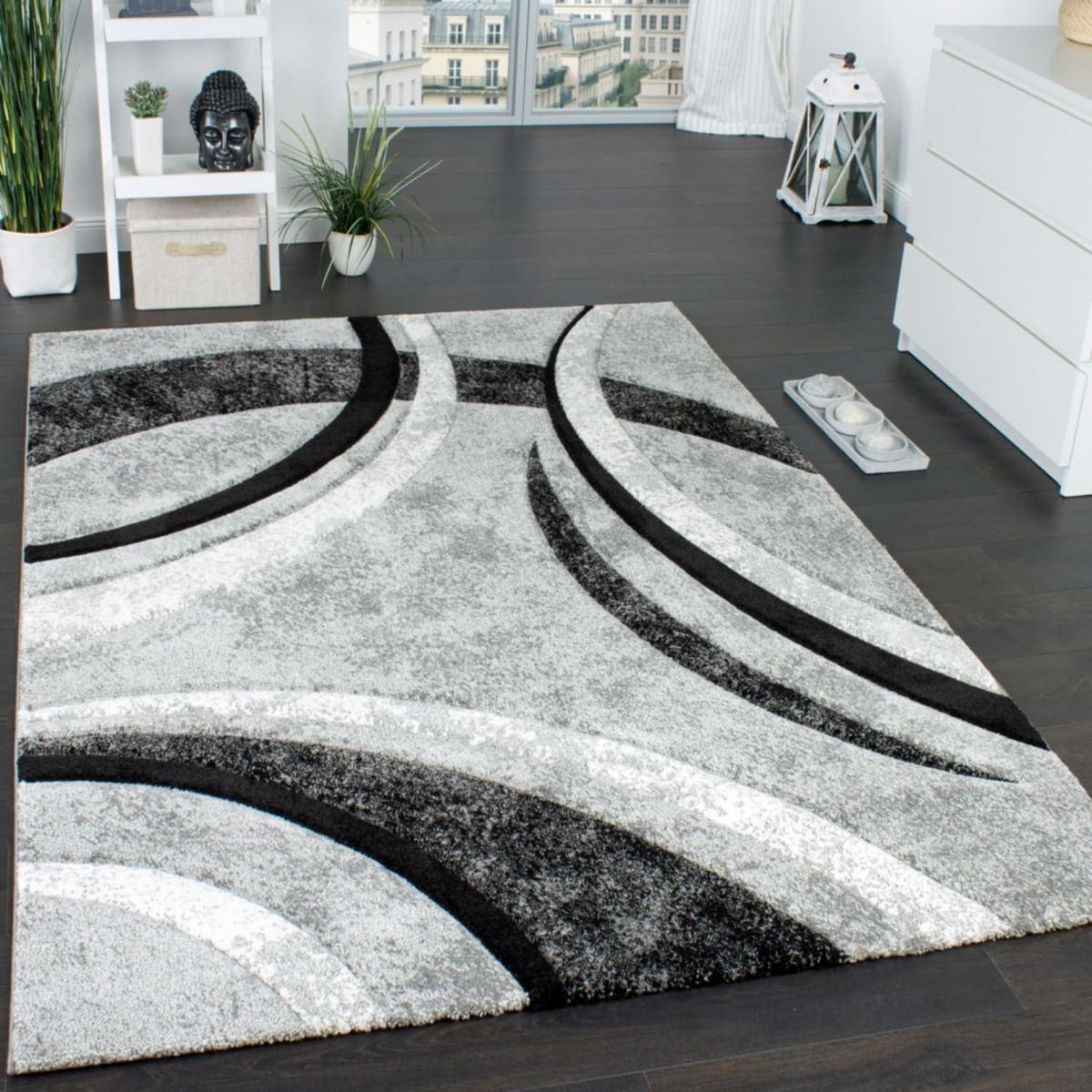KURZFLORTEPPICH, abstrakt, Florhöhe 12 mm, Hellgrau, 80 x 150 cm - Grau, Textil (150/80cm) - KADIMA DESIGN