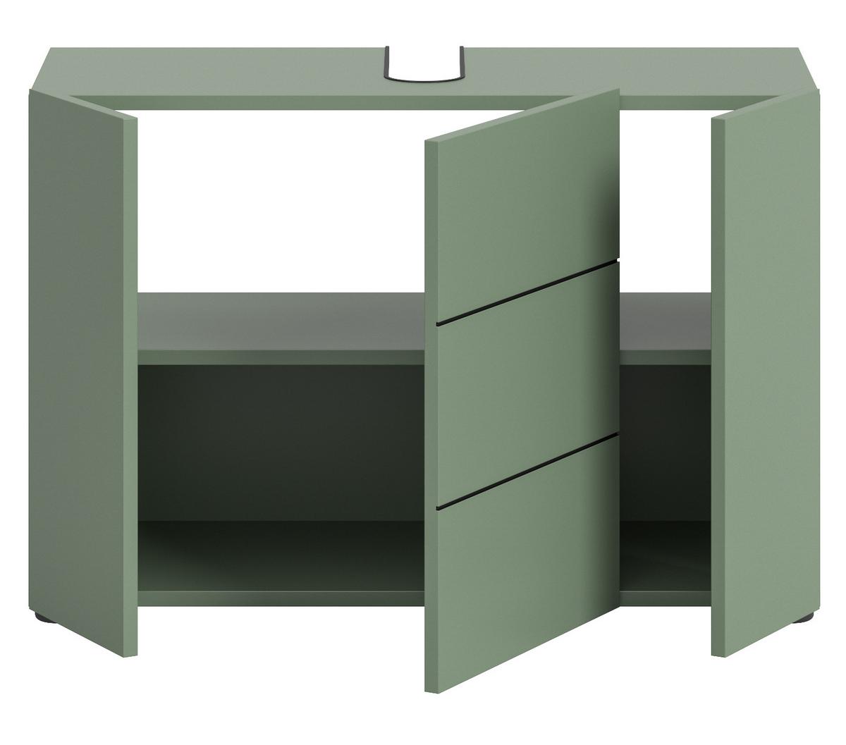 WASCHBECKENUNTERSCHRANK grün, Badezimmer Unterschrank 82 x 56 cm - Schwarz/Grün, Holzwerkstoff/Kunststoff (38/56/34cm) - Inn.Furn