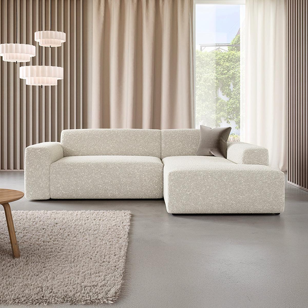 ECKSOFA Torino 3 Sitzplätze Beige - Beige, Holz (254/190cm) - Petits-meubles