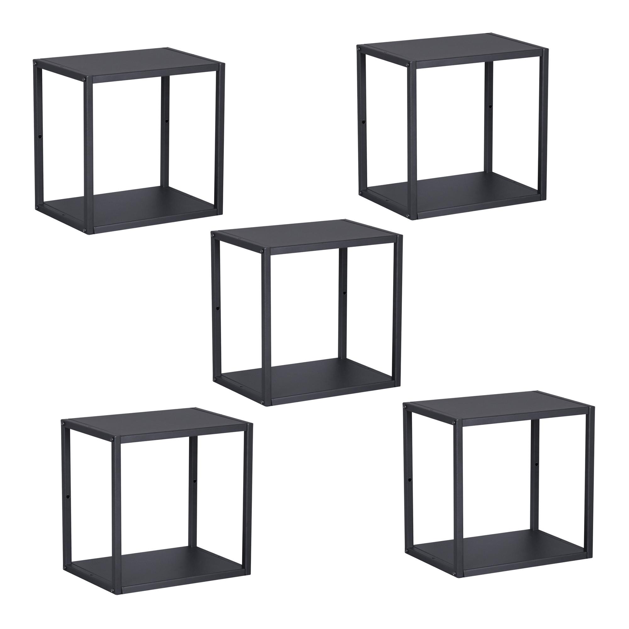 WANDREGAL-SET 5 TLG. Nostened - Schwarz, Metall (27.5/27.5/20cm) - [en.casa]