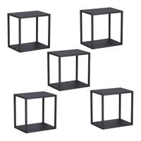 WANDREGAL-SET 5 TLG. Nostened - Schwarz, Metall (27.5/27.5/20cm) - [en.casa]