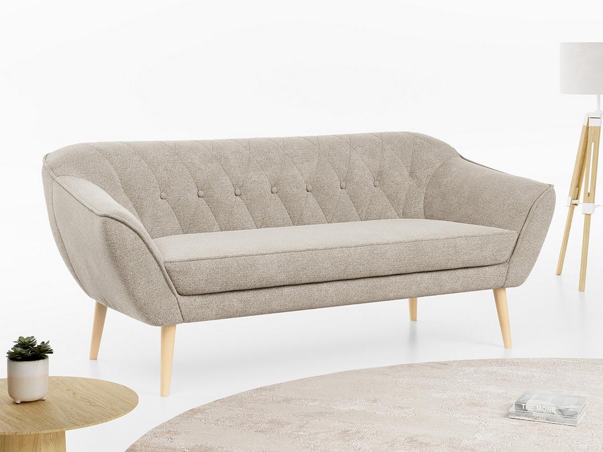 SOFA Pirs 3 Sitzer Strukture Beige - Beige/Braun, Holz/Textil (180/75/74cm) - MKS