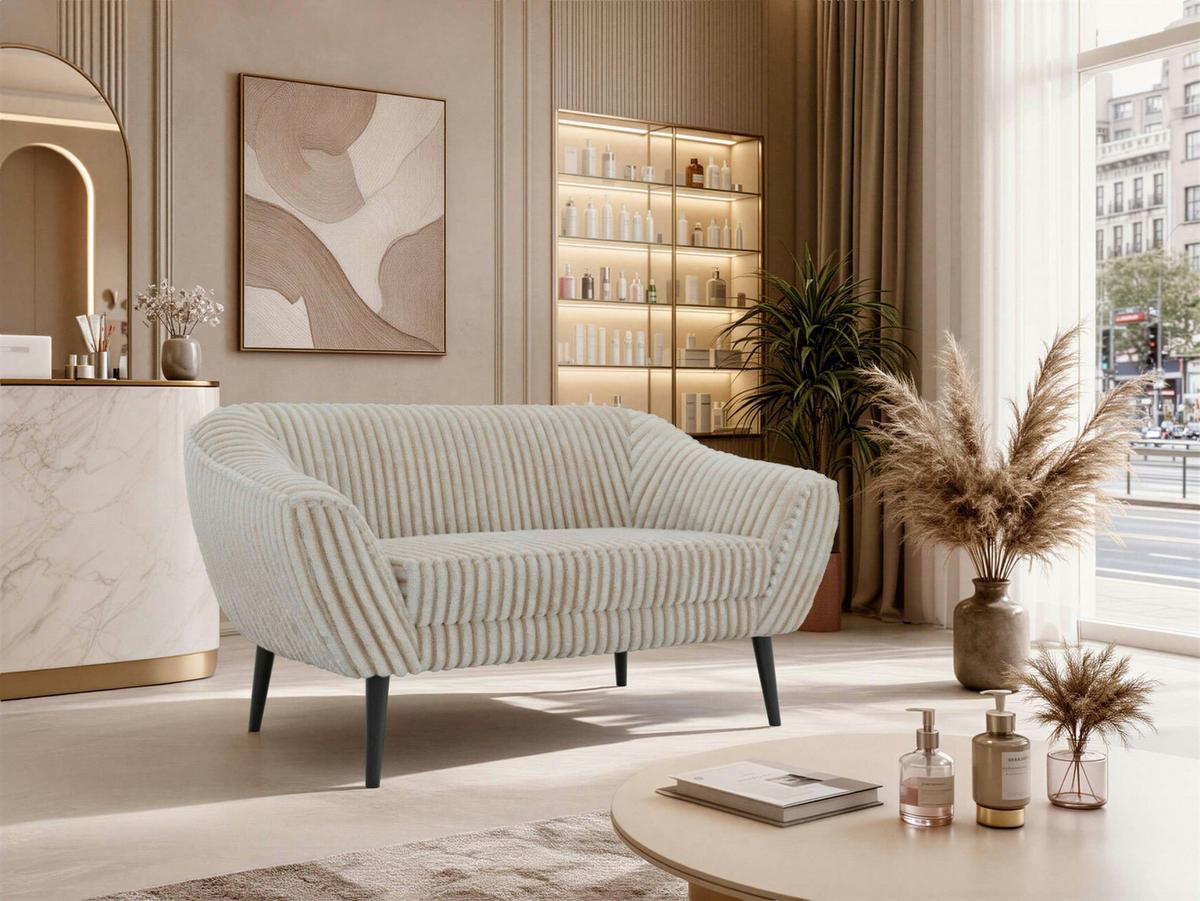 2-SITZER-SOFA PIRS - Beige Cord - Schwarze Beine - Beige/Creme, Holzwerkstoff/Textil (140/75/74cm) - MKS