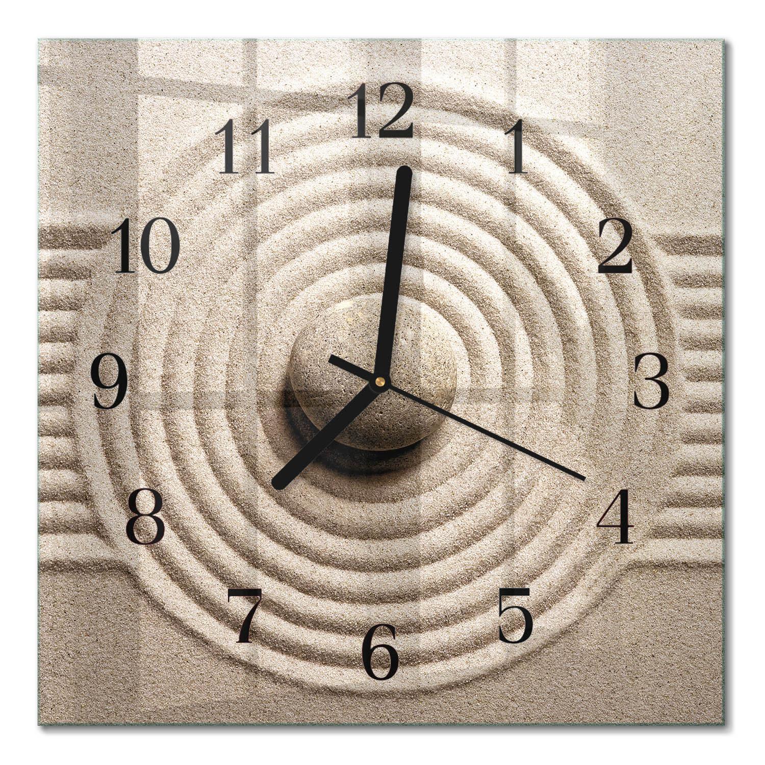 WANDUHR aus Glas 30x30 cm - Stein - Braun, Glas (30/30/0.4cm) - TULUP