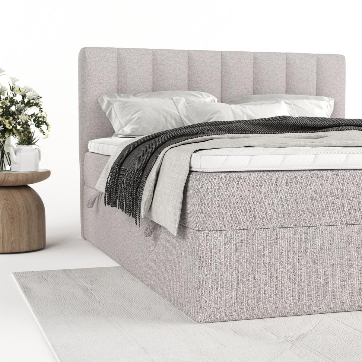 BOXBETT Bari 180/200 cm Beige im Riva Stoff - Beige, Holz/Holzwerkstoff (180/200cm) - AltaBeds