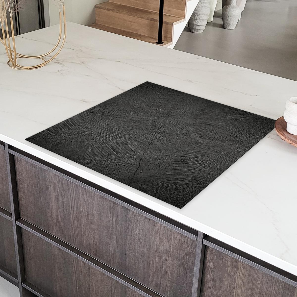 HERDABDECKPLATTE Beton - Schwarz - Industriell Induktionsmatte 78x78 cm - Anthrazit, Kunststoff (78/78/0.2cm) - MuchoWow