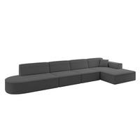 ECKSOFA Ottomane Rechts IREA-L3-v4 - 412x165x77 cm Grau - Anthrazit/Olivgrün, Holzwerkstoff/Textil (412/165cm) - ALTDECOR