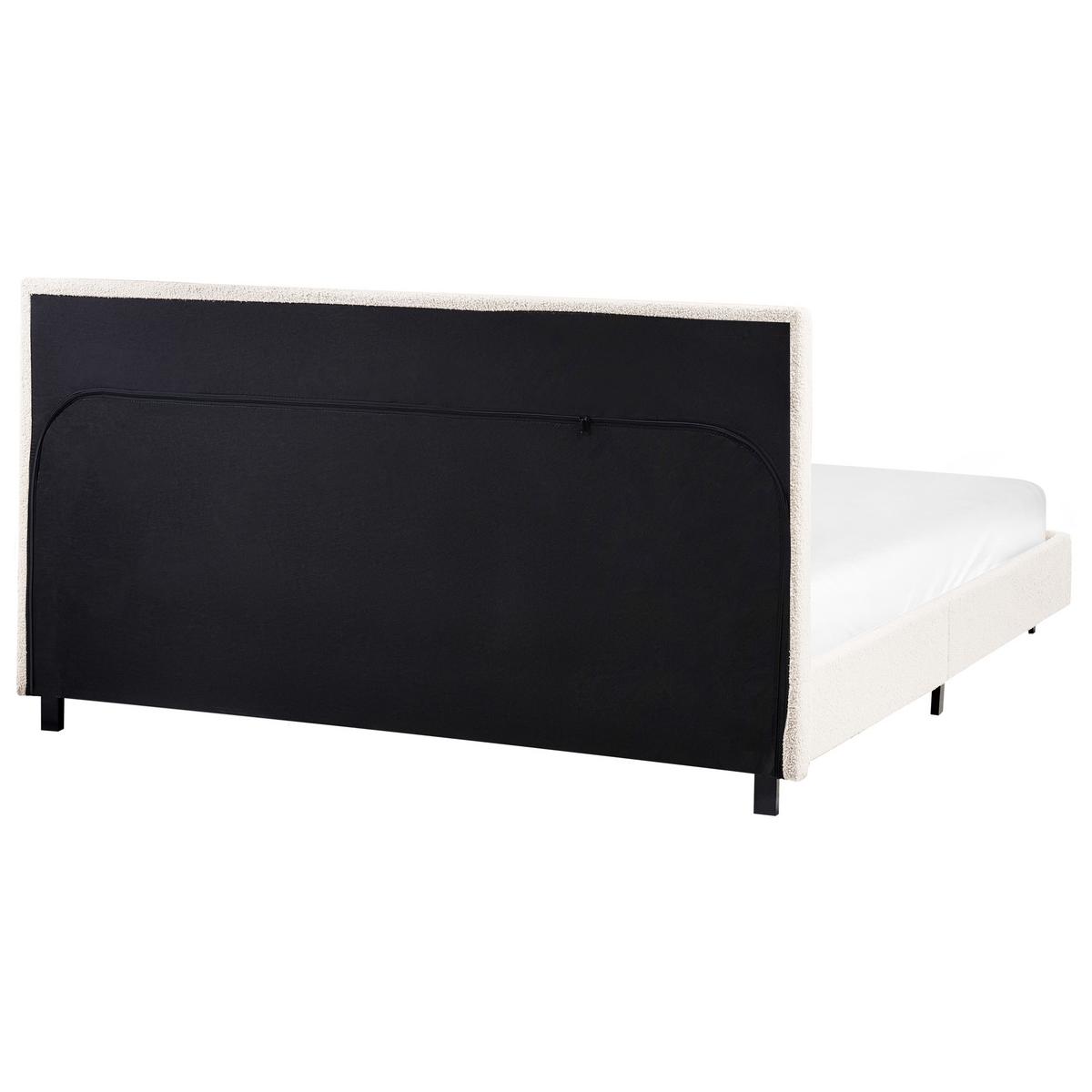 BETT mit Lattenrost 140/200 cm Bouclé Cremeweiß Albi - Creme, Textil (140/200cm) - Beliani