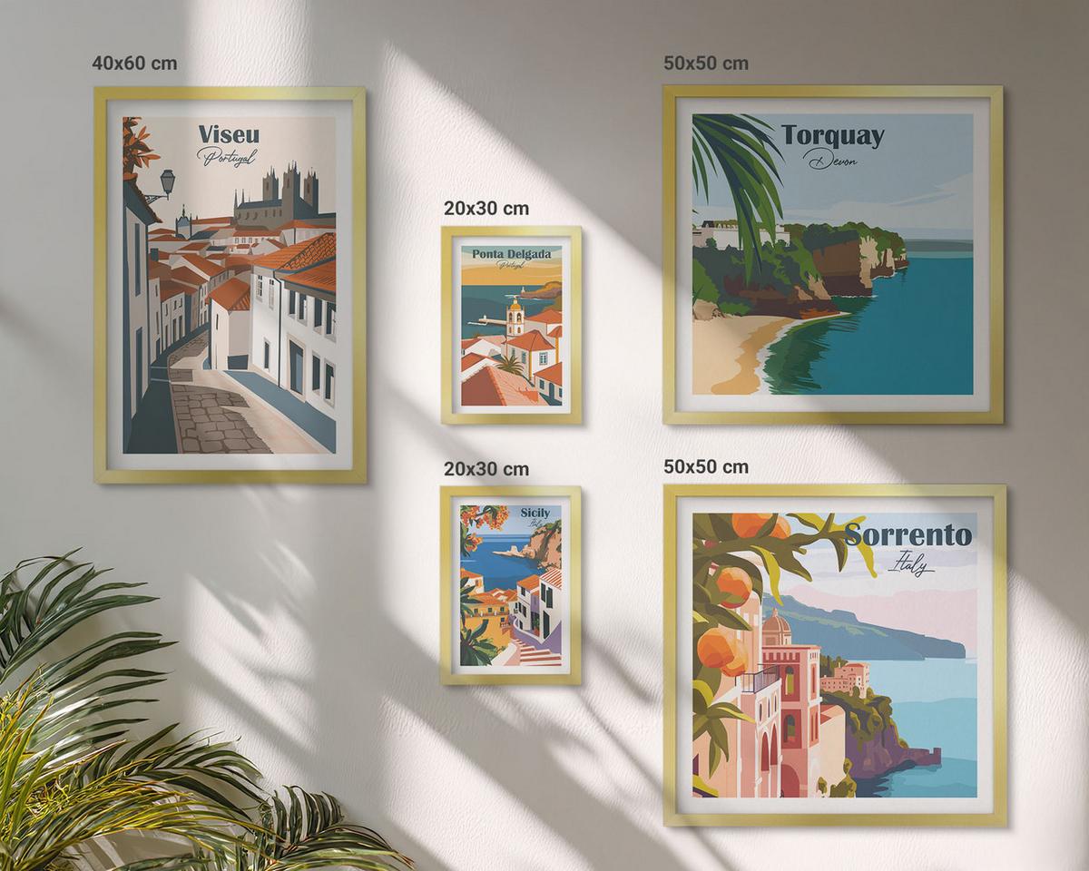 BILDER SET 5er Set - 50x50 cm & 20x30 cm & 40x60 cm Goldrahmen - Grün der Wasserschlucht im Winter - Goldfarben, Kunststoff (40/60cm) - TULUP