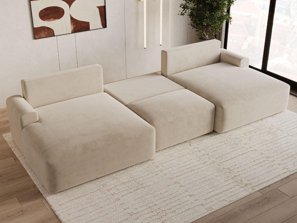 ECKSOFA U Serene Beige - Beige, Holz/Textil (391/145cm) - Graingold