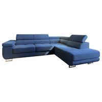 ECKSOFA APIRO R-S Blau Kordstoff mit Schlaffunktion - Blau/Silberfarben, Holz/Textil (276/202cm) - MASSENO