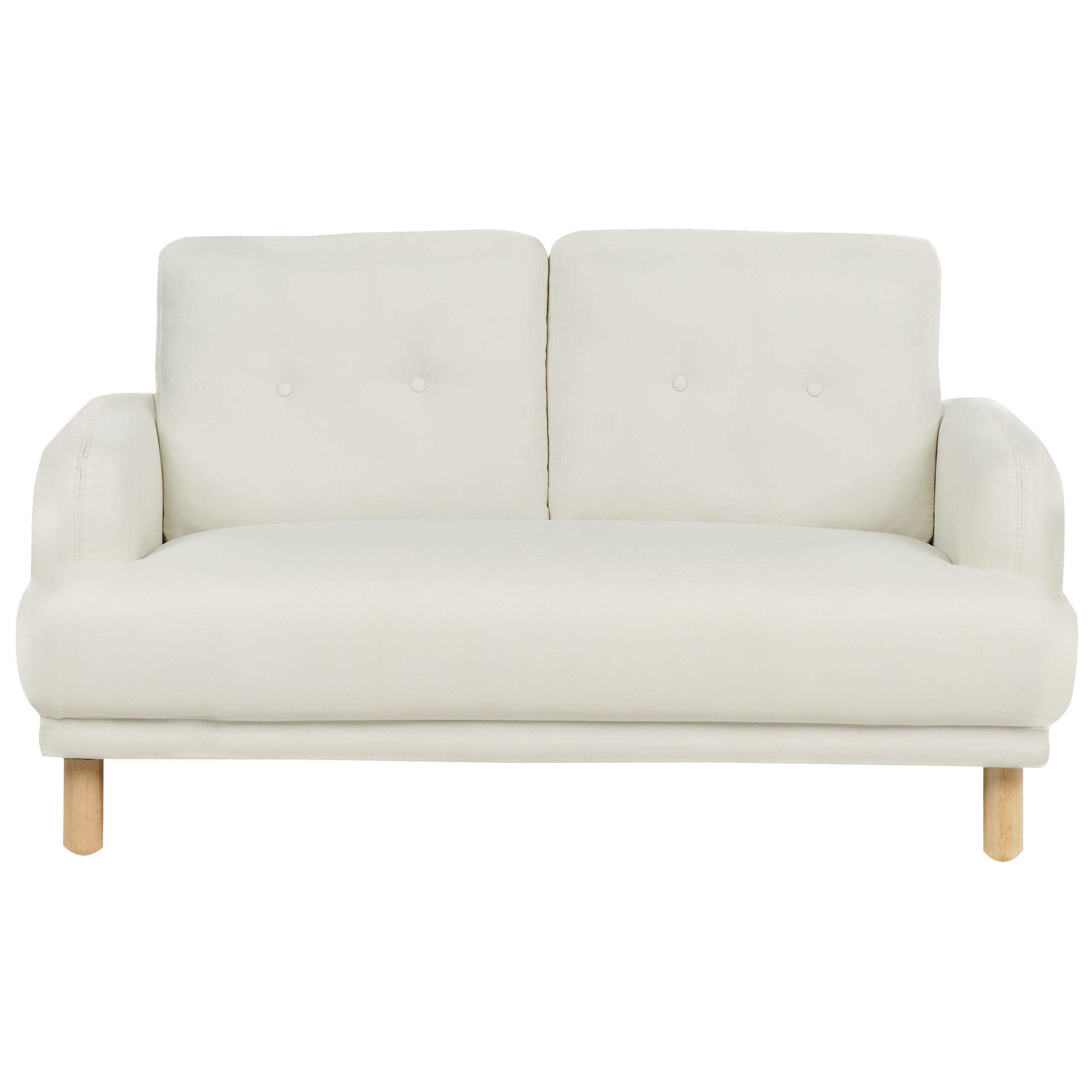 2-SITZER-SOFA Stoff cremeweiß Tuve - Hellbraun/Weiß, Textil (149/85/90cm) - Beliani