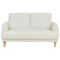 2-SITZER-SOFA Stoff cremeweiß Tuve - Hellbraun/Weiß, Textil (149/85/90cm) - Beliani