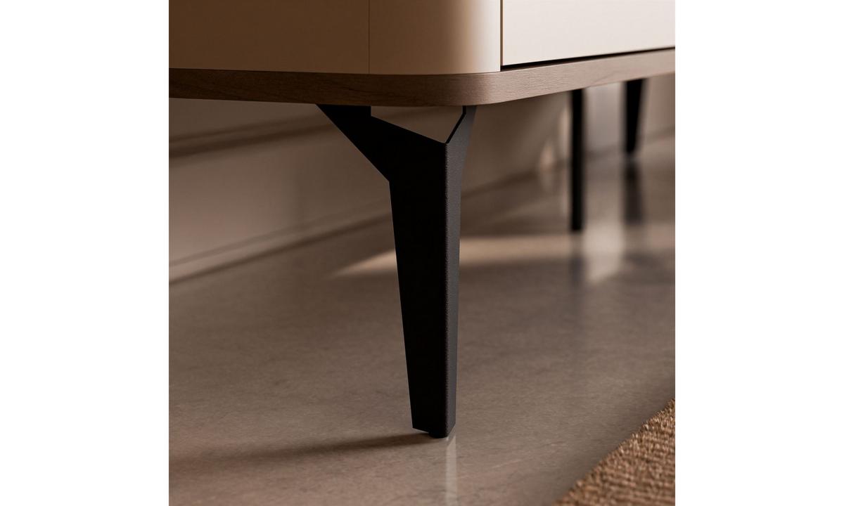 KOMMODE MOCHA 180/40,2/81,2 cm 3 Türen 3 Schubladen Kaschmir/Nussbaum Royal - Kaschmir/Schwarz, Holzwerkstoff/Metall (180/81.2/40.2cm) - Lookway