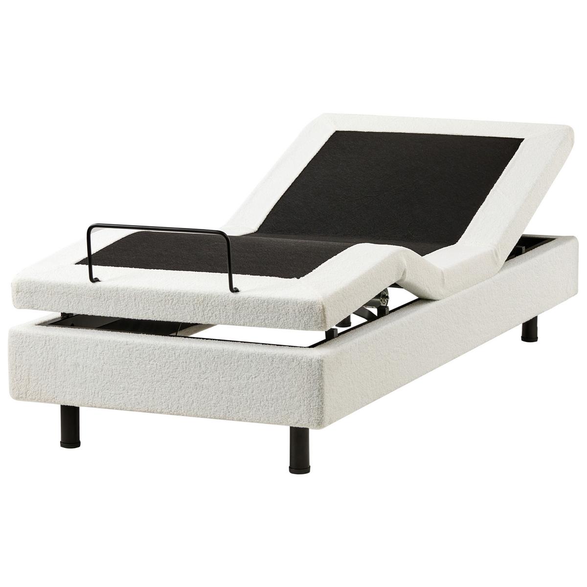 BETT verstellbar ohne Kopfteil Bouclé 80/200 cm Cremeweiß Duke - Creme, Textil (80/200cm) - Beliani