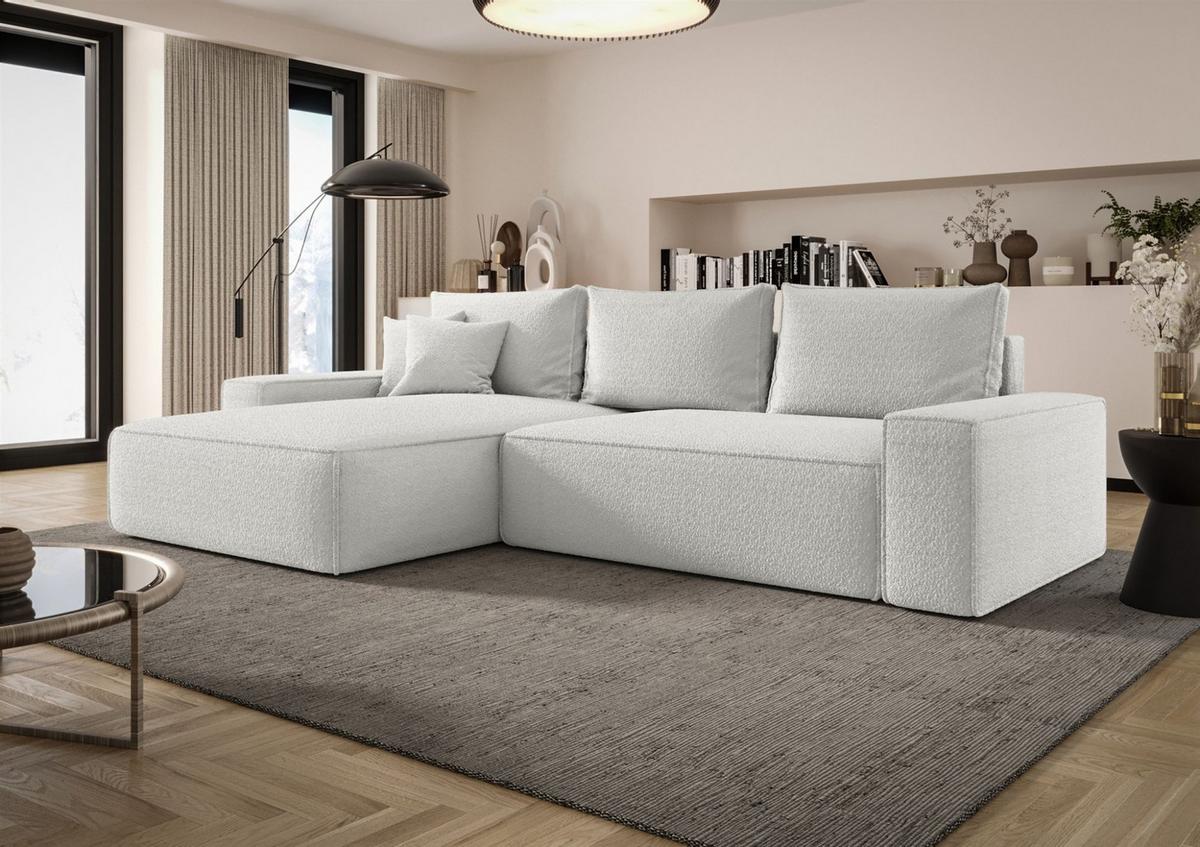 ECKSOFA Walken Mit Schlaffunktion - Weiß, Holzwerkstoff/Textil (280/185cm) - Fun Möbel