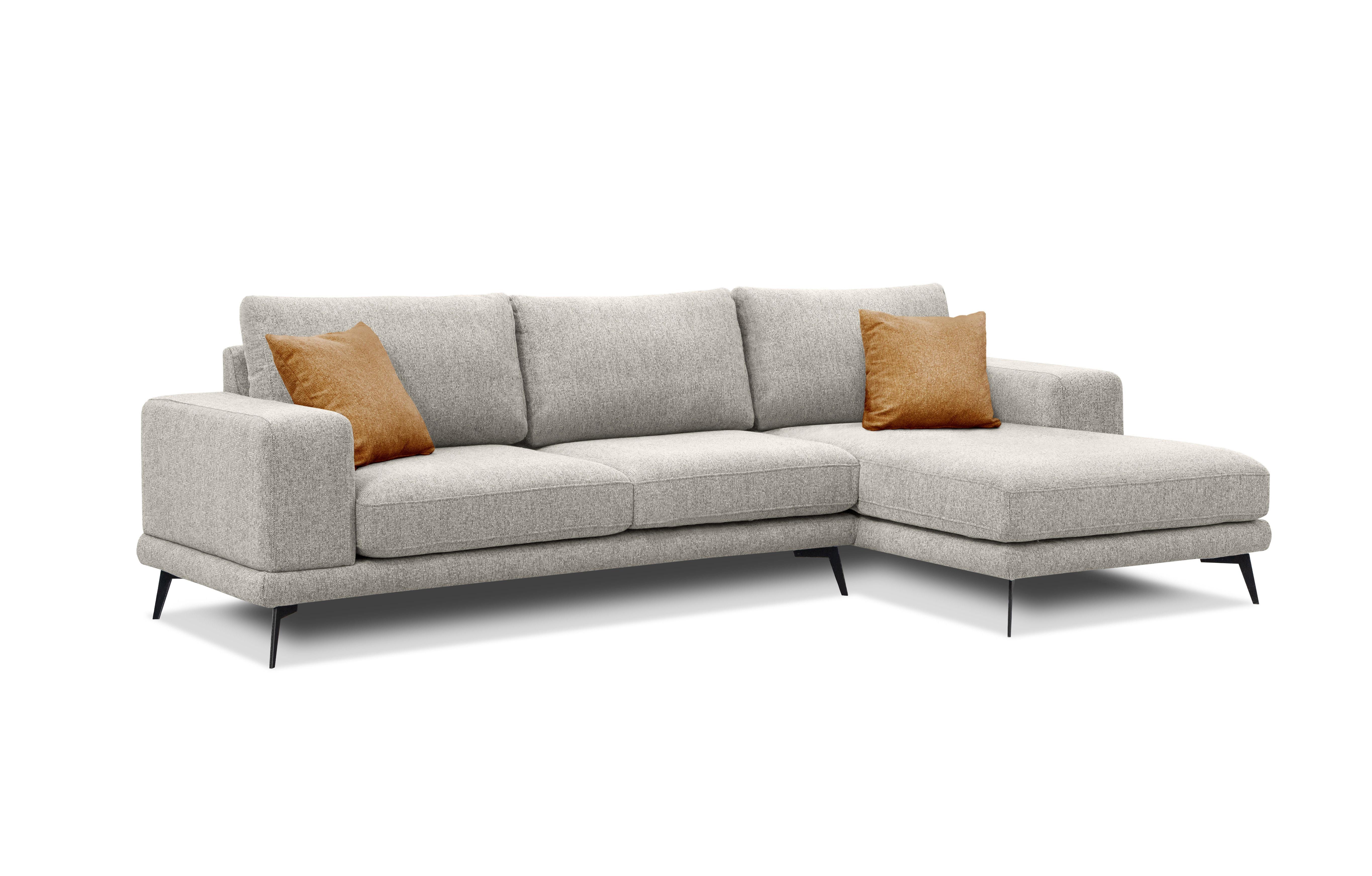 ECKSOFA MEDIOLANE 4-Sitzer, hellgrau - Hellgrau, Holzwerkstoff/Textil (282/219cm) - Wozimo