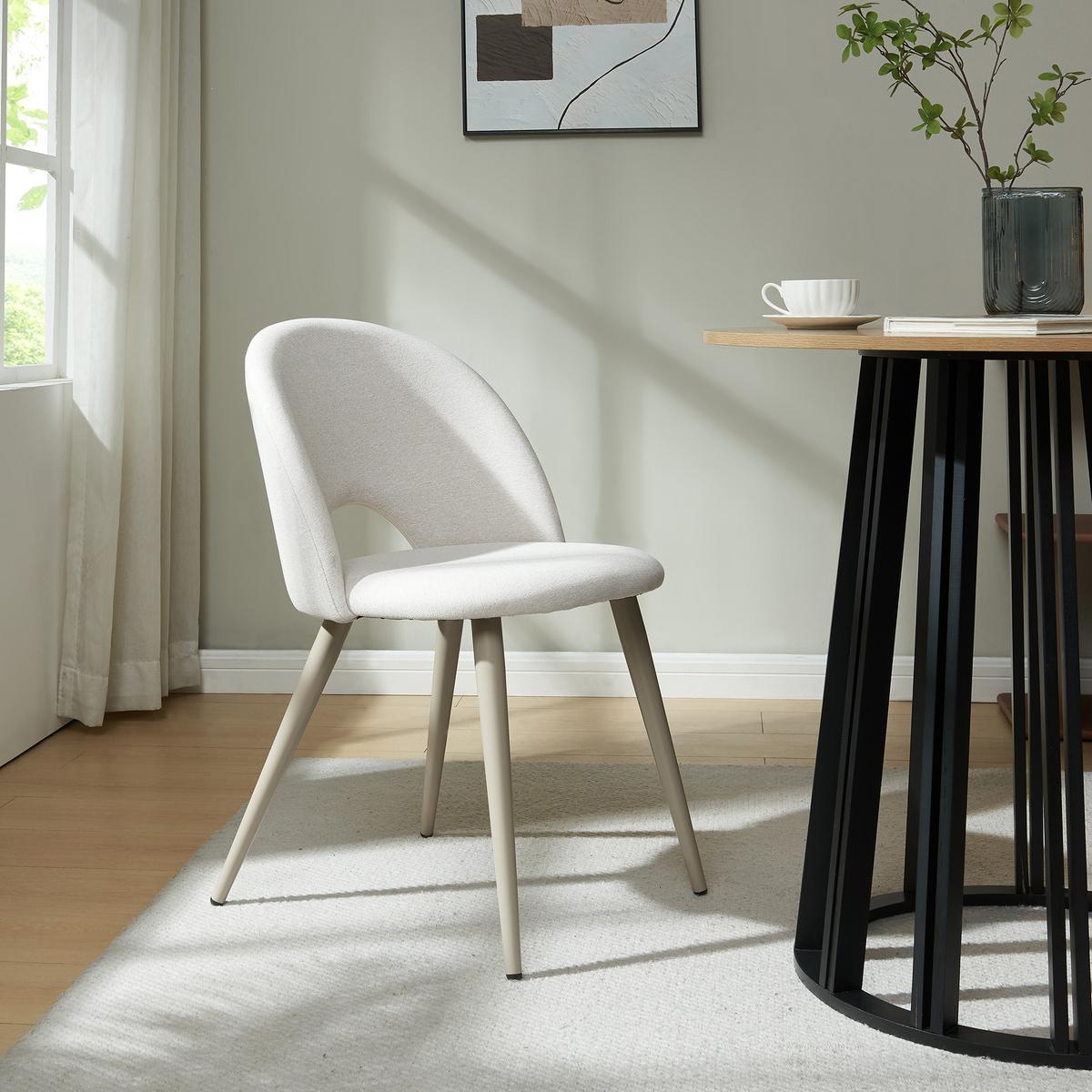 ESSZIMMERSTUHL-SET 2 TLG. Karijoki - Beige, Textil/Metall (50/77/55cm) - [en.casa]