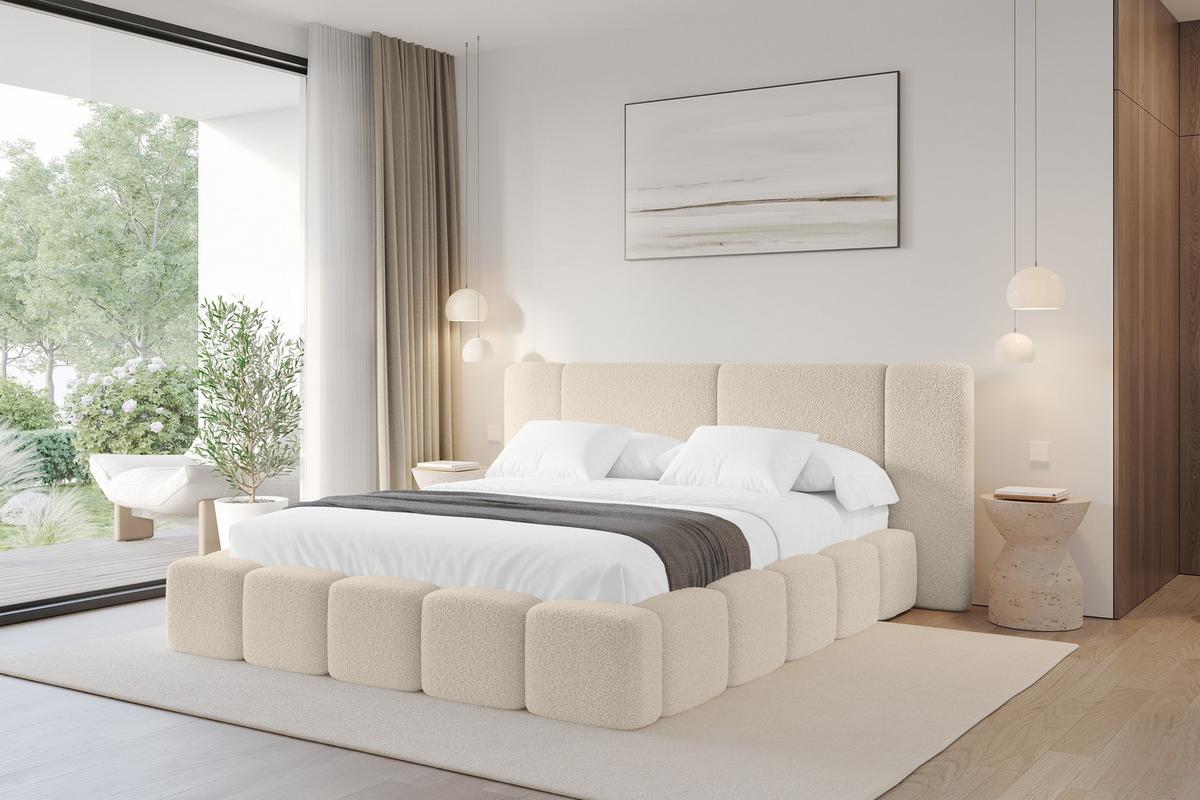 POLSTERBETT mit Bettkasten und Lattenrost, Boxbett ohne Matratze - NILO 120x200 Dunkelbeige - Honig, Holzwerkstoff/Textil (120/200cm) - ALTDECOR
