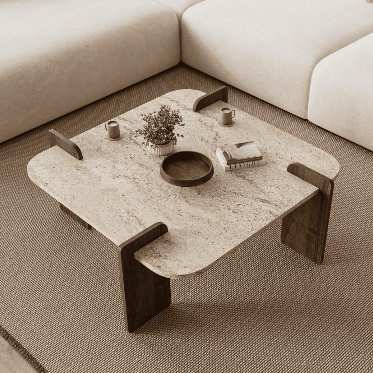 COUCHTISCH mit quadratischer Tischplatte 90/90/35 cm - Eichefarben, Holzwerkstoff (8/90/35cm) - Calicosy