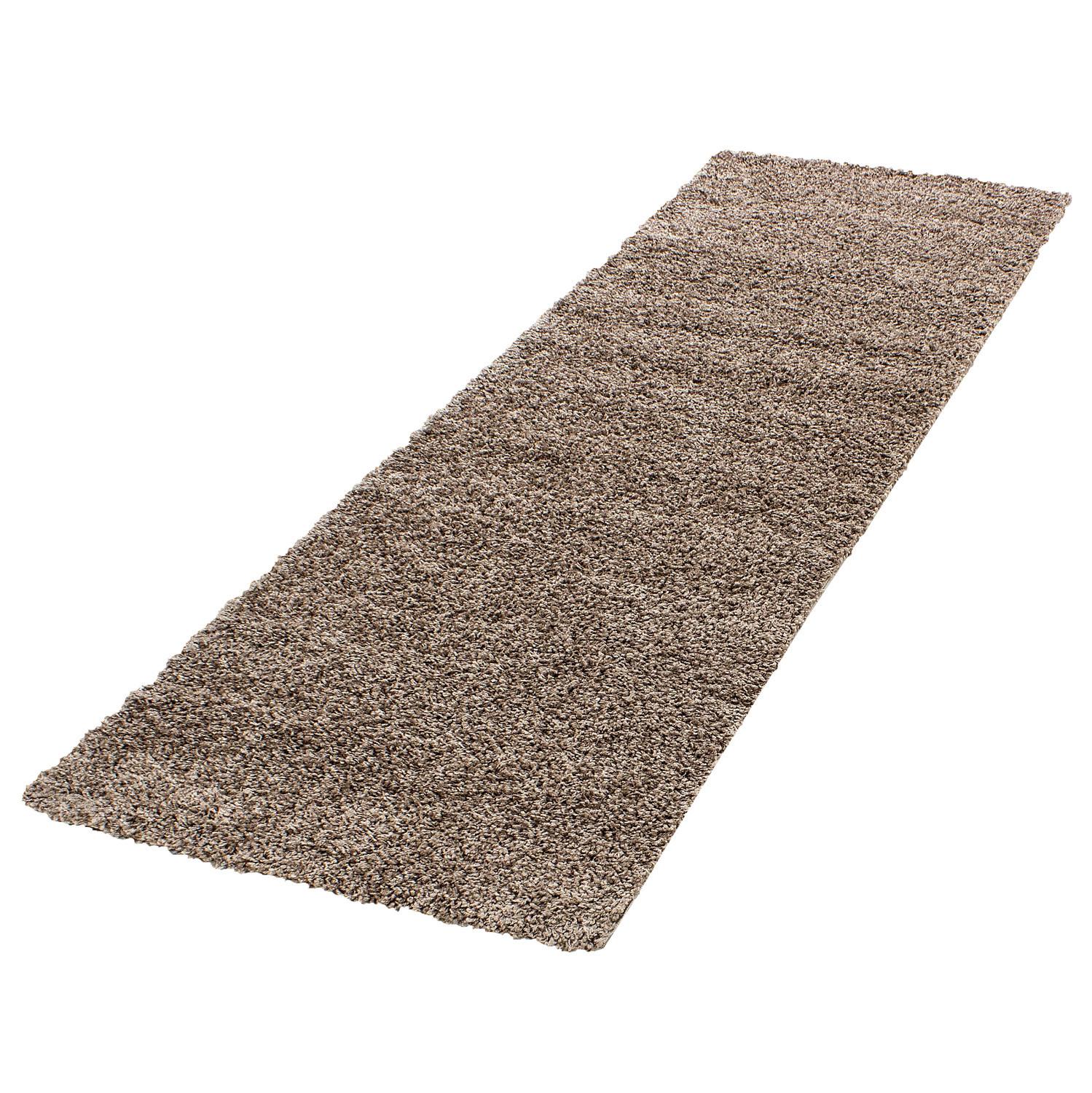 HOCHFLORTEPPICH RHEIN, einfarbig, aus Polypropylen, Mokka, 80 x 250 cm - Braun, Textil (250/80cm) - KADIMA DESIGN