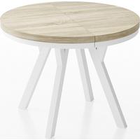 ESSTISCH Lume Weiß runder ausziehbarer, Sonoma Eiche 100-150/100/76 cm - Weiß/Sonoma Eiche, Holz/Holzwerkstoff (100/150/76cm) - WFL GROUP