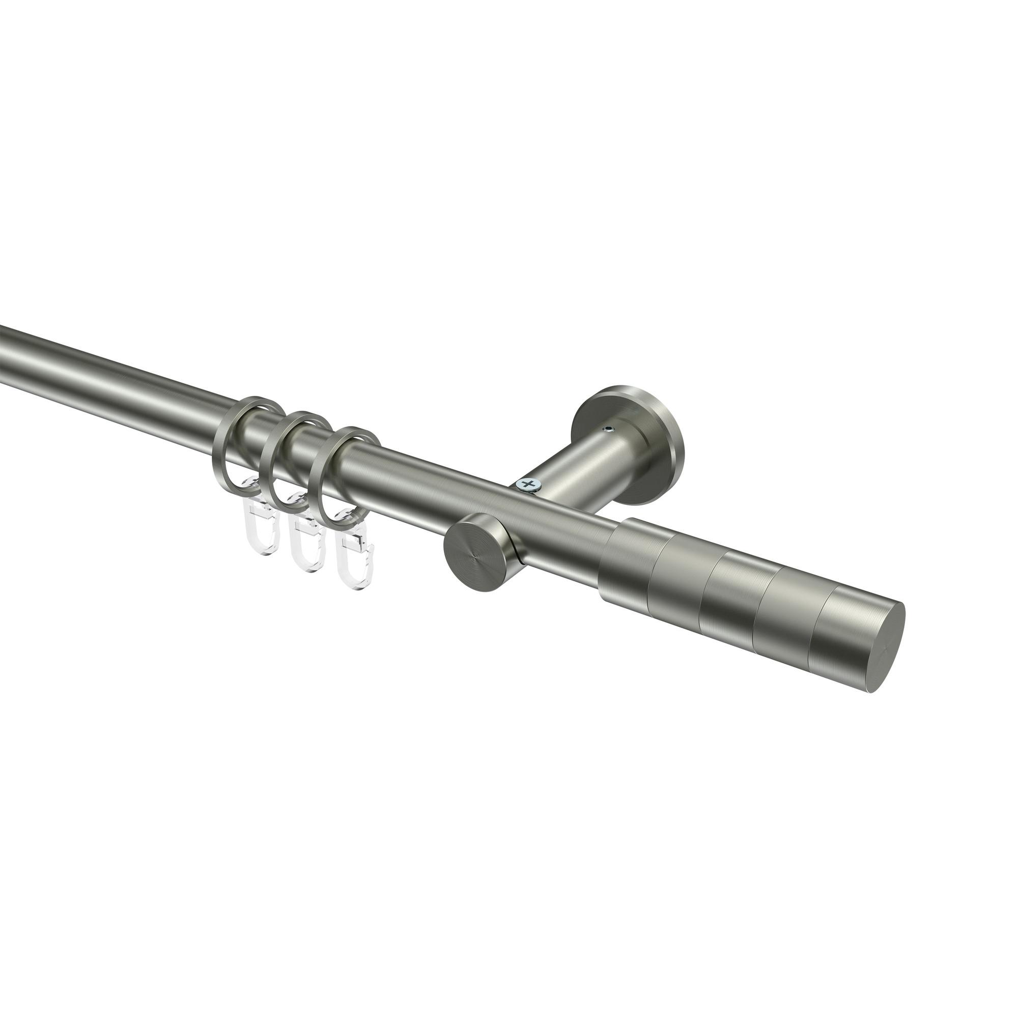 GARDINENSTANGE Platon Mavell 280 cm (geteilt in 2 x 140 cm), 1-läufig, 20 mm Ø Edelstahl-Optik - Edelstahlfarben/Silberfarben, Metall (280cm) - INTERDECO