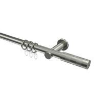 GARDINENSTANGE Platon Mavell 280 cm (geteilt in 2 x 140 cm), 1-läufig, 20 mm Ø Edelstahl-Optik - Edelstahlfarben/Silberfarben, Metall (280cm) - INTERDECO