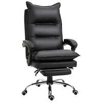 BÜROSTUHL mit Fußstütze Schreibtischstuhl Rückenlehne Kunstleder Schwarz - Schwarz, Kunststoff (72/130/66cm) - Vinsetto